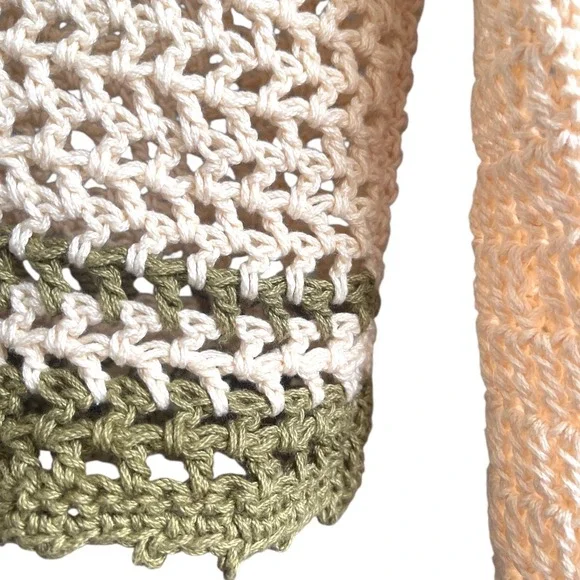 Crochet Tie Front Cream Green Long Sleeve Cardigan S‎ - Picture 4 of 5